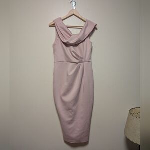 ASOS  Nwt Pink Pleated Sheath Dress with Cowl Neck
